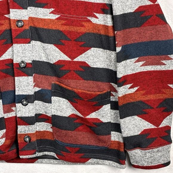 Junk Food Cardigan Sweater Mens XL Gray Red Fleece Aztec Southwestern Western - Picture 7 of 10